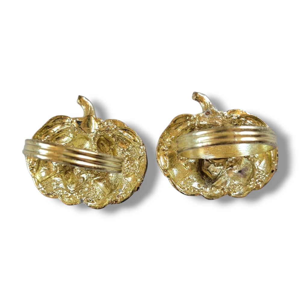 Tahari | Gold Tone Harlequin Rhinestone Pumpkin Napkin Holders (2 pc) - Picture 5 of 10